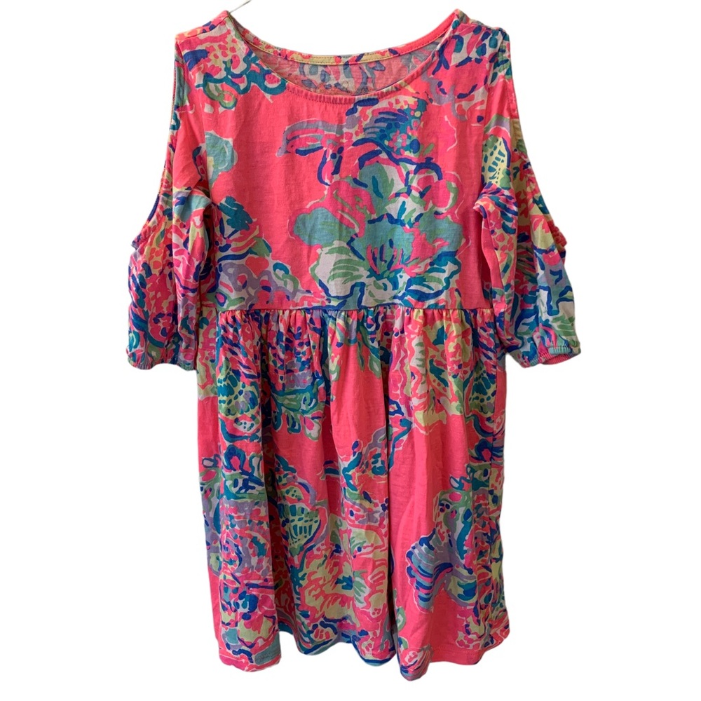 Lilly Pulitzer Linn Girls Cold Shoulder Dress Coral Reef Island Seacret